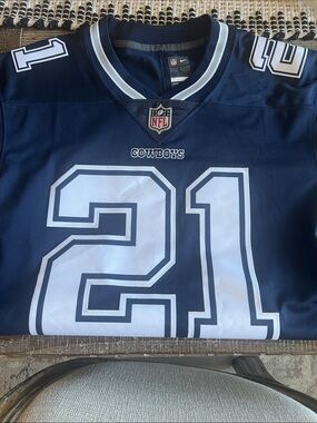 Ezekiel Elliott Nike Dallas Cowboys Navy and White #21 Football Jersey